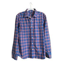UNTUCKit Men’s Large Red Blue Plaid Wrinkle-Free Button Down Shirt